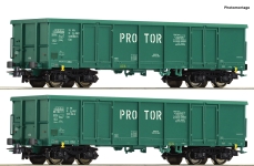 Roco 77032 - H0 - 2-tlg. Set Offene Güterwagen, PROTOR, Ep. VI
